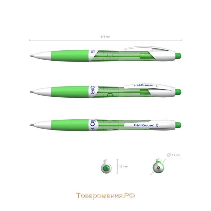 Ручка шариковая автоматическая FIORE, узел 0.7 мм, чернила синие, резиновый держатель, длина линии письма 1000 метров, МИКС