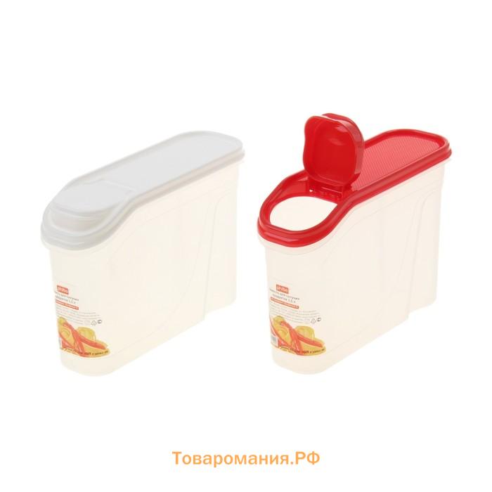 Ёмкость для сыпучих продуктов, 1,5 л, пластик, прозрачная, крышка МИКС