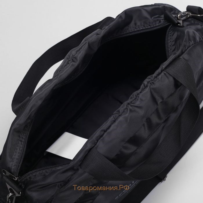 Сумка спортивная на молнии, 2 наружных кармана, цвет чёрный