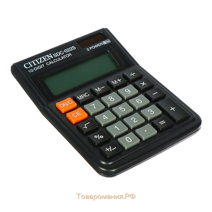 Калькулятор настольный Citizen "SDC-022SR", 10-разрядный, 88 х 127 х 23 мм, двойное питание, черный