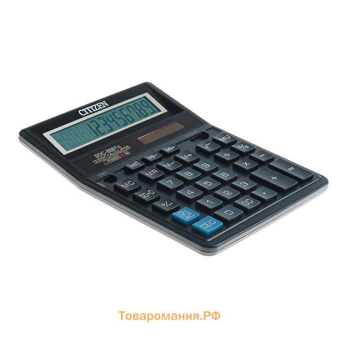 Калькулятор настольный Eleven "SDC888TII", 12-разрядный, 159 х 205 х 27 мм, двойное питание, чёрный