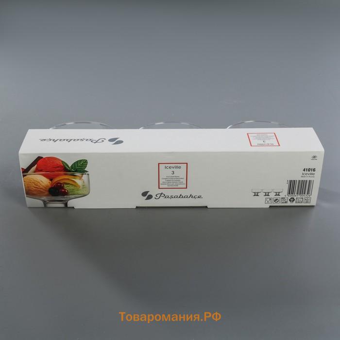 Креманки Paşabahçe Ice ville, 265 мл, 3 шт., для мороженого, набор 3 шт., стекло, прозрачные