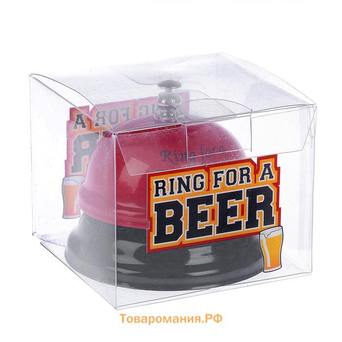 Звонок настольный "Ring for a beer", 7.5 х 7.5 х 6 см, красный