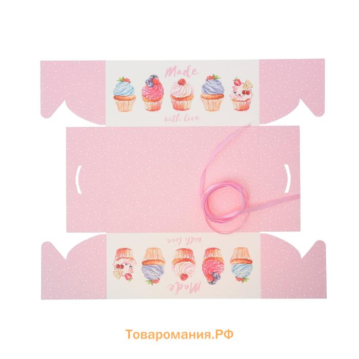 Коробка для капкейков, кондитерская упаковка, 6 ячеек «Made with love», 23 х 16 х 10 см