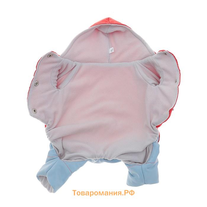 Комбинезон зимний для животных "Дуэт", 2XL (ДС 34-36, ОШ 34-36, ОГ 44-48 см), красно-серый