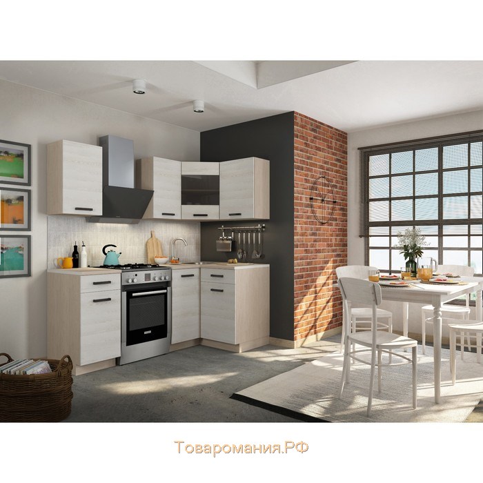 Кухонный гарнитур Алиса Loft  Угловой№3 1400х1100 Дуб сонома/ Сосна белая Loft