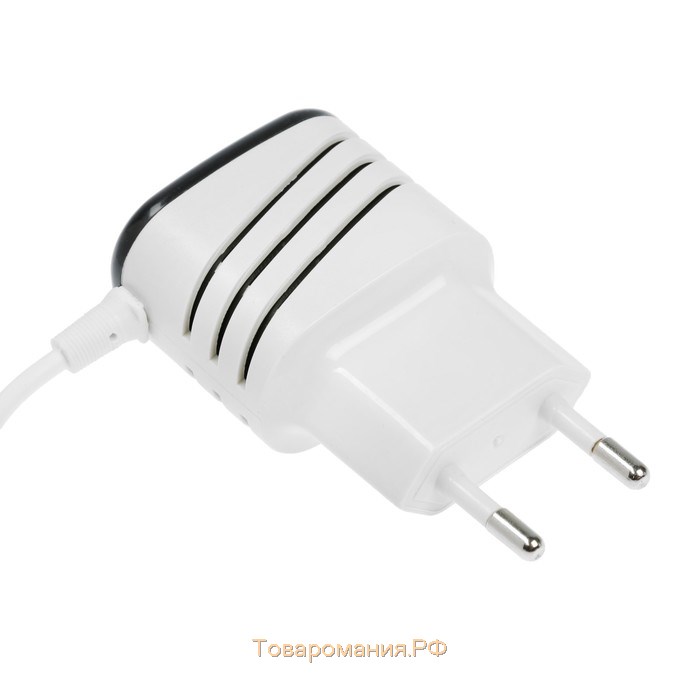 Сетевое зарядное устройство LCC-24, 2 USB, microUSB, 1 A, 1 м, черно-белое