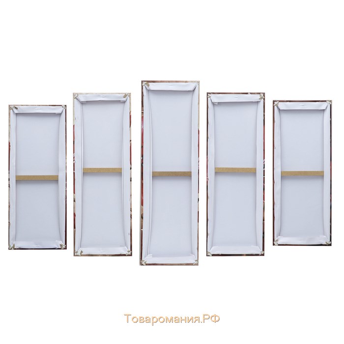 Картина модульная на подрамнике "Красные цветы" 125х80 см (2-25х63, 2-25х70, 1-25х80)