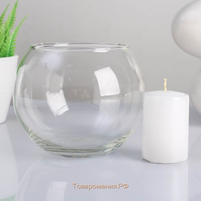 Ваза-подсвечник "Классика" с белой свечой, 12×10 см, 9 ч, шар, стекло