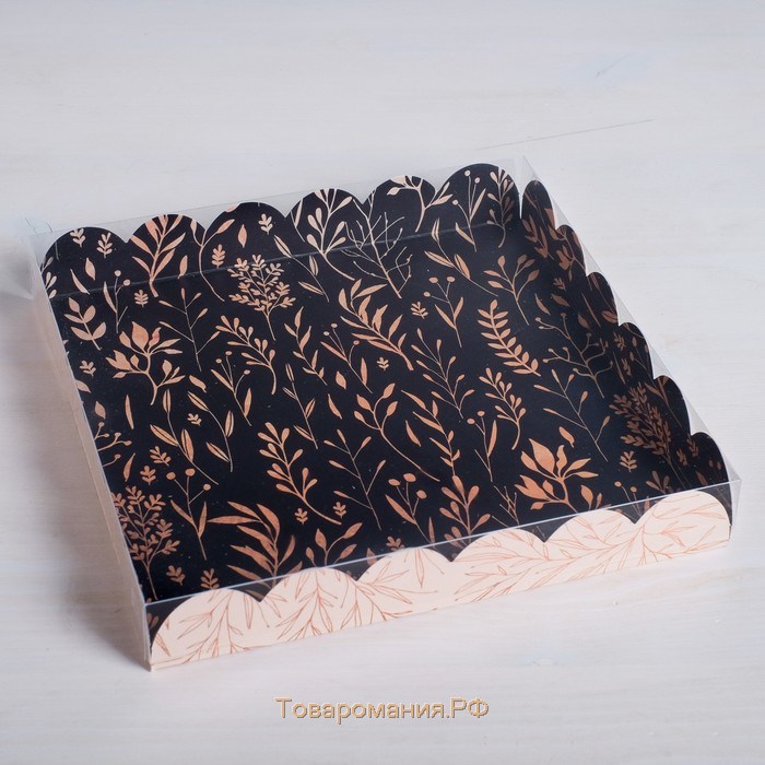 Коробка для печенья, кондитерская упаковка с PVC крышкой, Just for you, 21 х 21 х 3 см