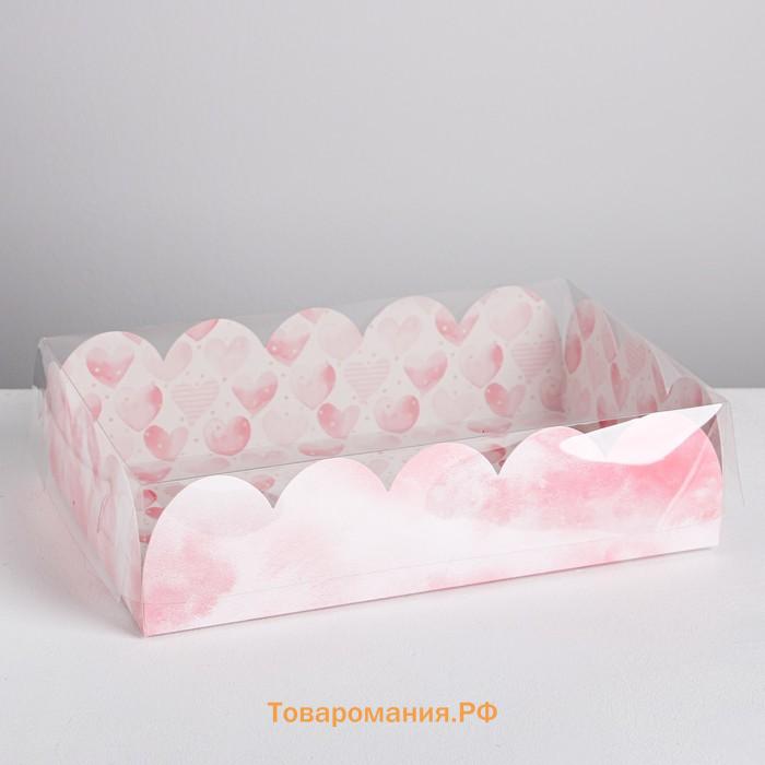 Коробка для печенья, кондитерская упаковка с пластиковой крышкой, «Для любимых», 20 х 30 х 8 см