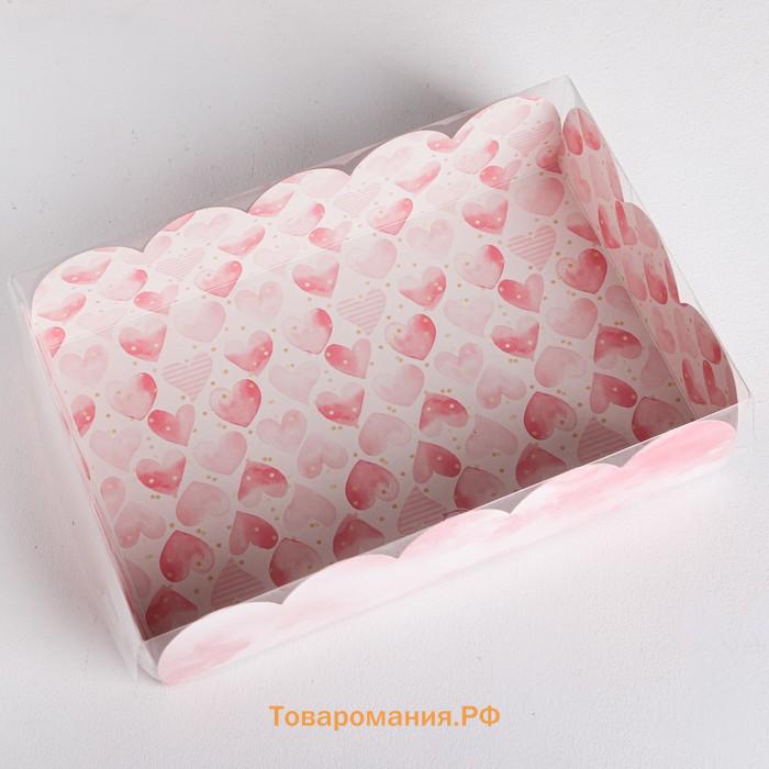Коробка для печенья, кондитерская упаковка с пластиковой крышкой, «Для любимых», 20 х 30 х 8 см