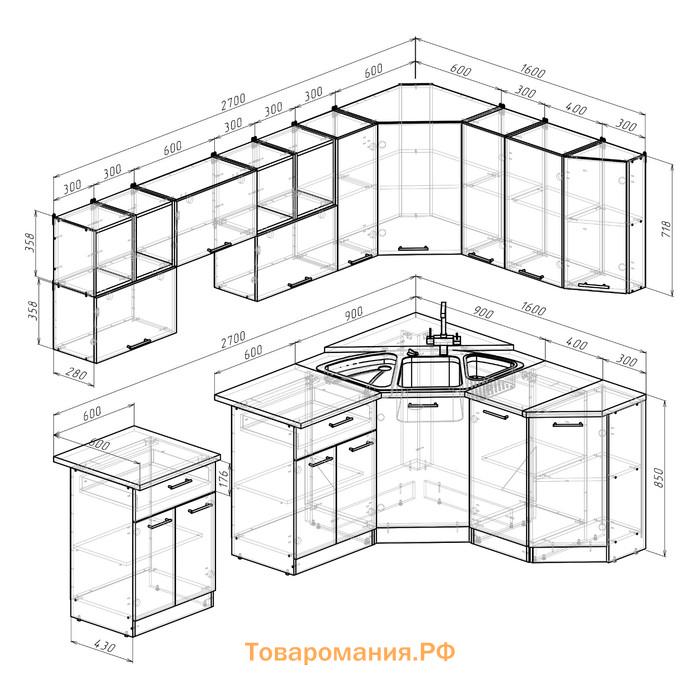 Кухонный гарнитур Надежда оптима 5 2700*1600 мм