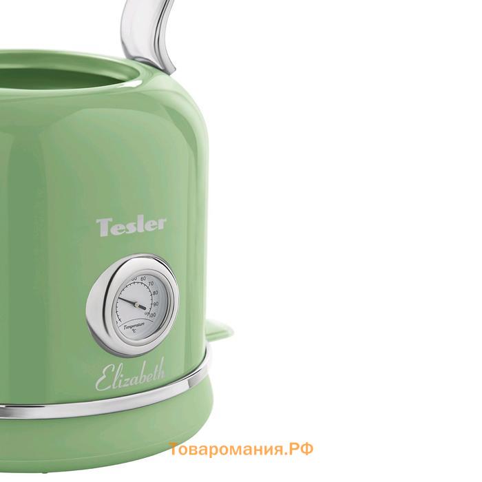 Чайник электрический Tesler KT-1745 GREEN, металл, 1.7 л, 2200 Вт, ретро, зелёный