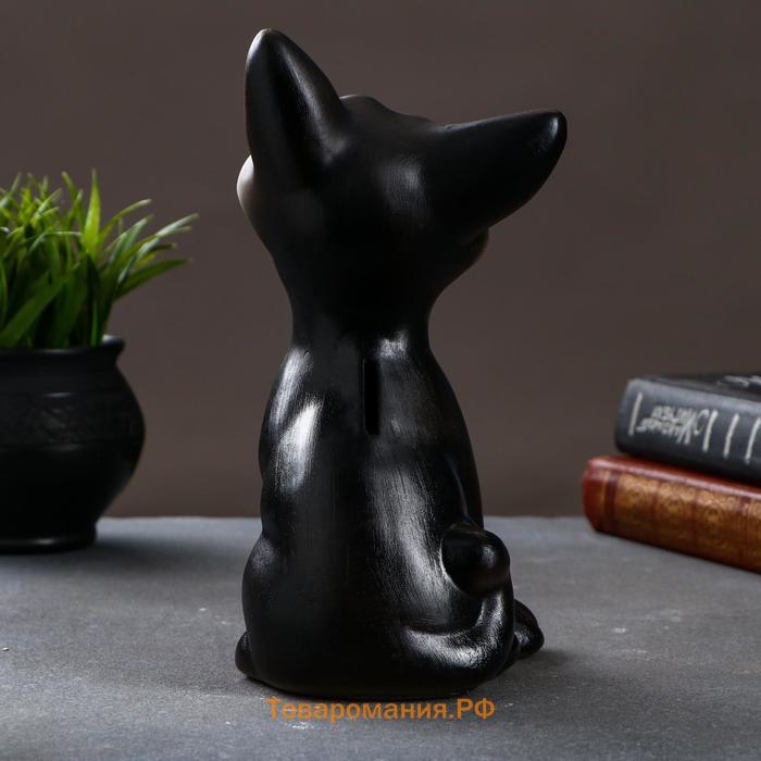 Копилка для денег «Кот», гипс, чёрный 13×13×23 см