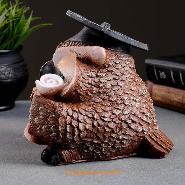 Фигурка полистоун «Сова ученая», коричневая, 18×17×19 см