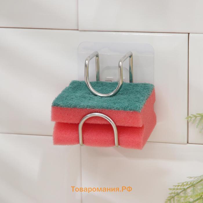 Держатель универсальный на липучке, 7×6×7 см, хром