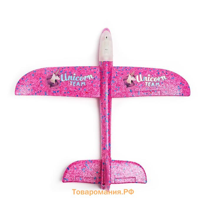 Самолёт Unicorn team, розовый, диодный