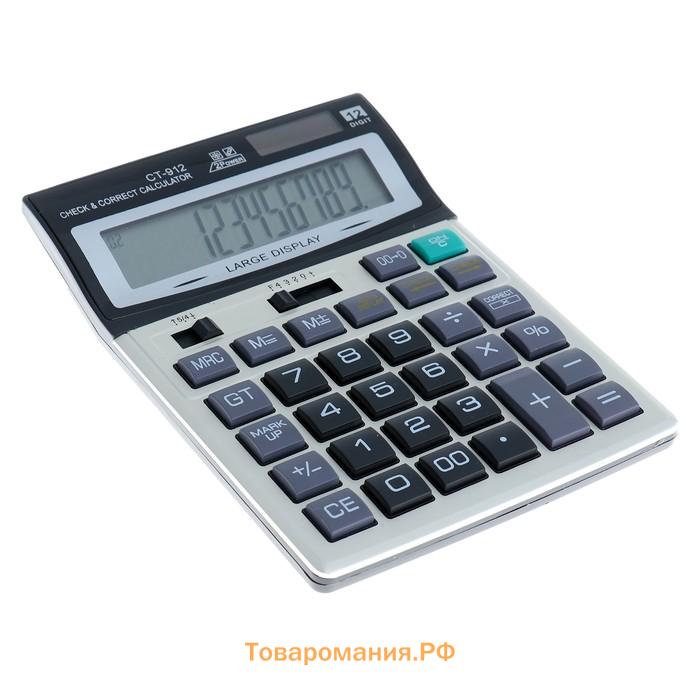 Калькулятор настольный, 12 - разрядный, CT - 912, средний