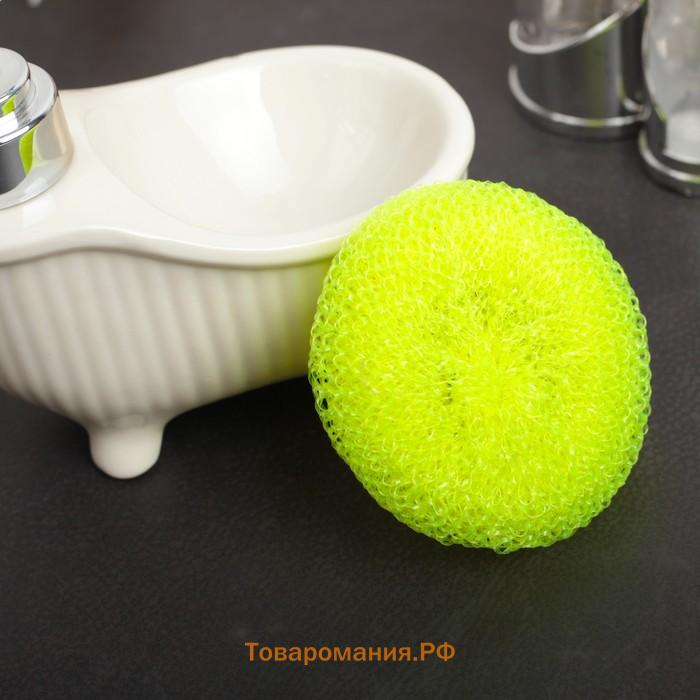Губки для посуды  «Бублик», 3 шт., пластик, 7×7×2.5 см, МИКС
