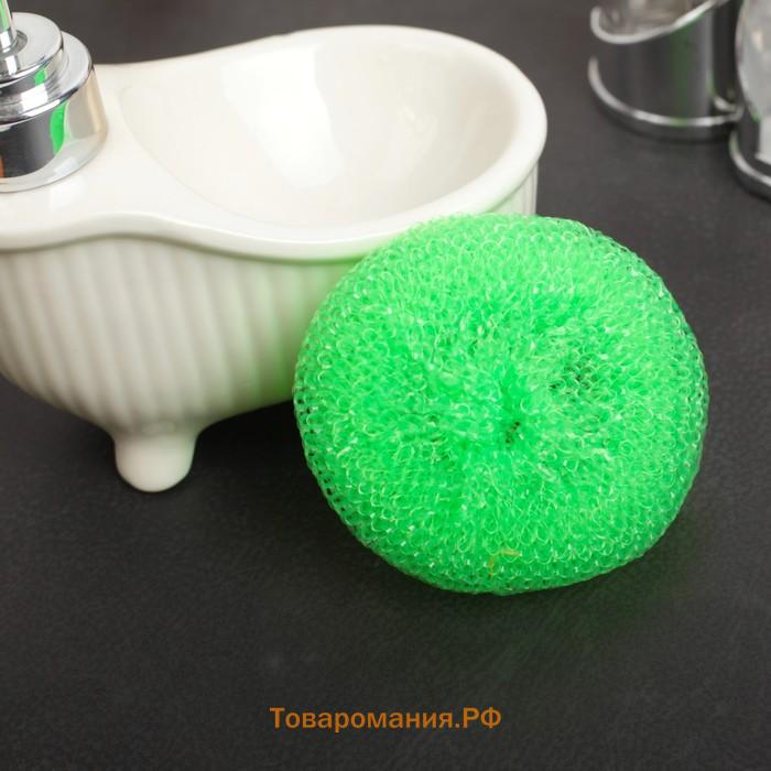 Губки для посуды  «Бублик», 3 шт., пластик, 7×7×2.5 см, МИКС