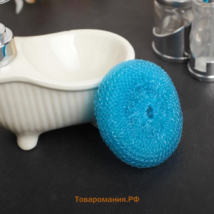 Губки для посуды  «Бублик», 3 шт., пластик, 7×7×2.5 см, МИКС