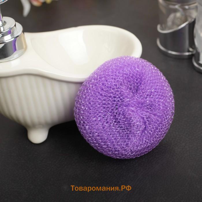 Губки для посуды  «Бублик», 3 шт., пластик, 7×7×2.5 см, МИКС