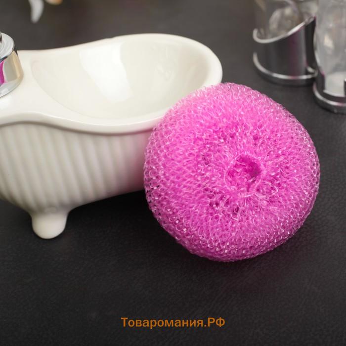 Губки для посуды  «Бублик», 3 шт., пластик, 7×7×2.5 см, МИКС