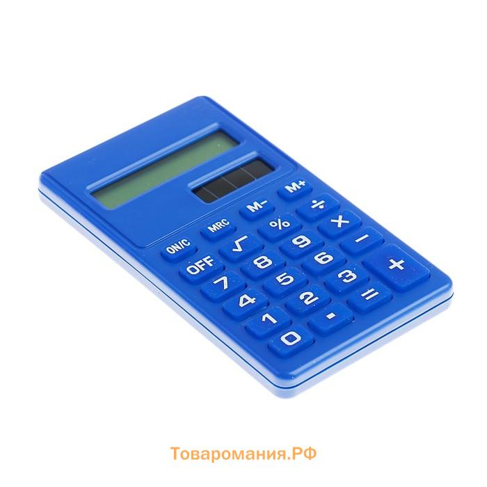 Калькулятор карманный 08-разрядный, работает от солнечной батареи, МИКС