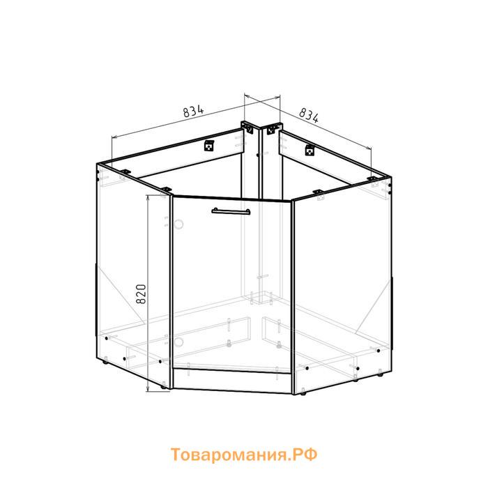 Шкаф напольный Лариса 900х900х850 под мойку угловая с двер белый/латте/кантри