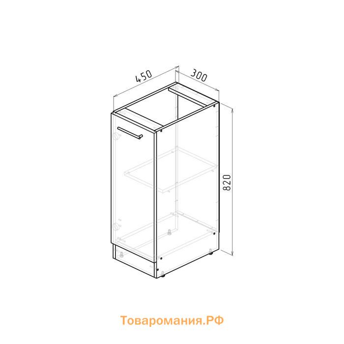 Шкаф напольный Кира 300х600 850 с 1 дверцей  венге/Квадро шимо темный/малага