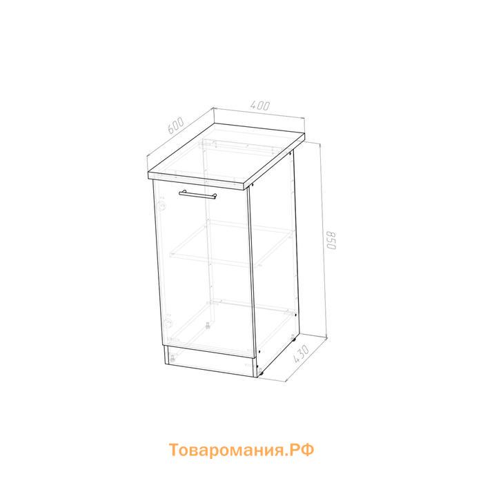 Шкаф напольный Кира 400х600х850 с 1 дверцей  венге/Квадро шимо темный/малага