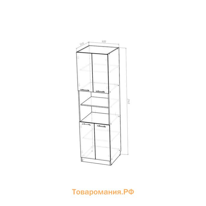 Пенал Кира 600х570х2140 с 4 дверцами  венге/Квадро шимо темный