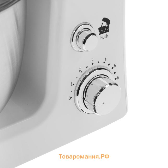 Миксер Sakura SA-6327W, планетарный, 1000 Вт, 3.5 л, 6 скоростей, 3 насадки, белый