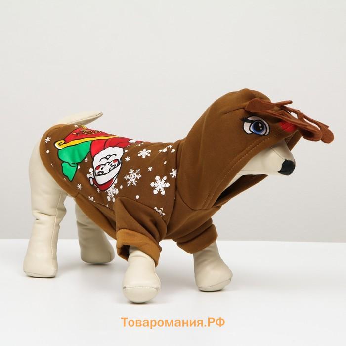 Новый год. Толстовка "Олень с рожками", XS (ДС 20, ОГ 30 см)