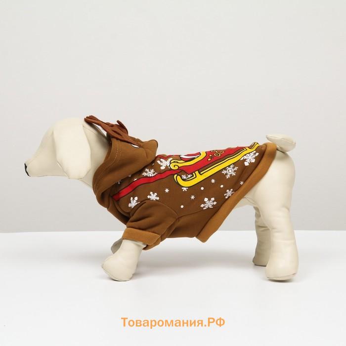 Новый год. Толстовка "Олень с рожками", XS (ДС 20, ОГ 30 см)