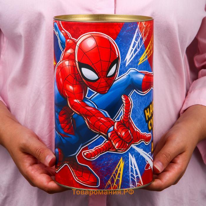 Копилка металлическая, 20.5 см × 12 см × 12 см, XXL «Достигай цели», Человек-паук