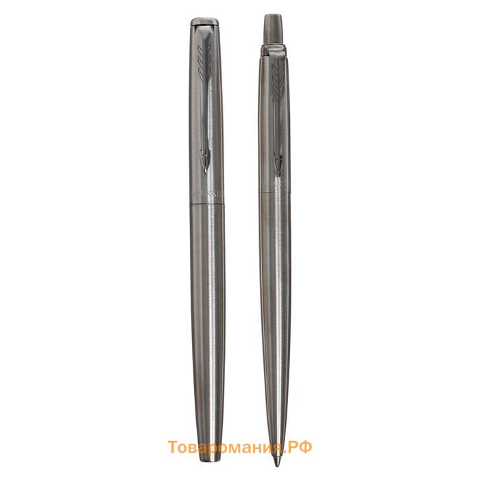 Набор Parker Jotter Core FK61 Stainless Steel CT М, ручка шариковая + ручка перьевая, 1.0 мм, корпус из нержавеющей стали, синие чернила