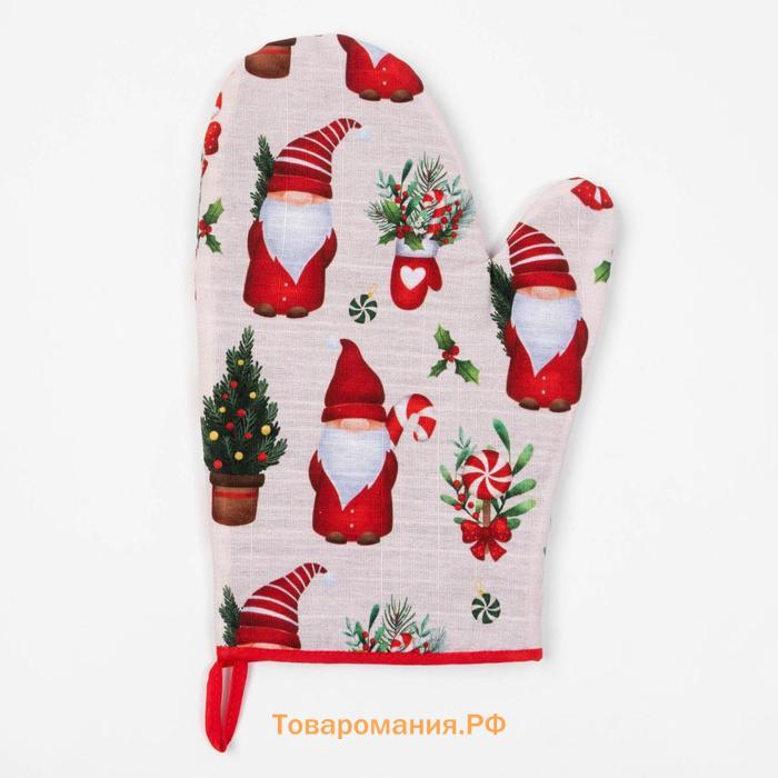 Варежка-прихватка Santa Claus 20х28см, 100% хл, репс 210 г/м2, ватин 250г/м2