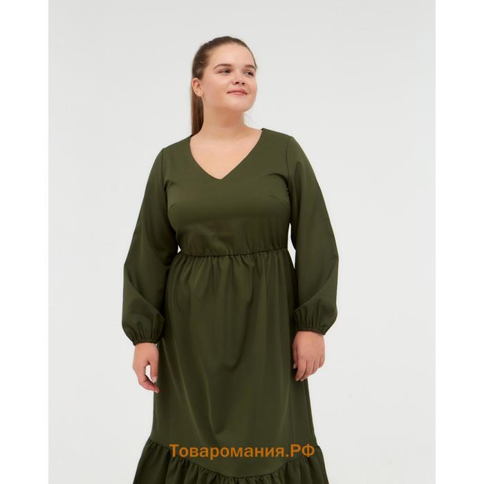 Платье женское миди MIST plus-size, р.50, хаки