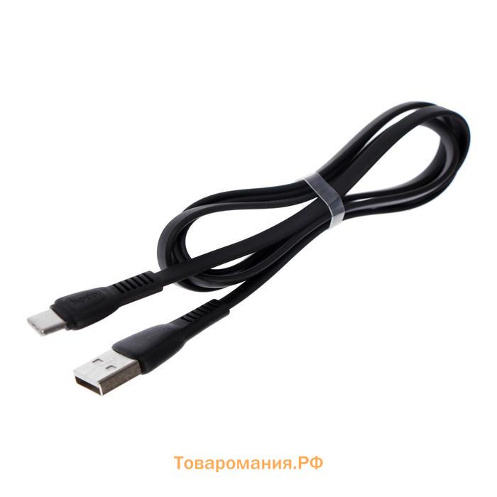 Кабель Hoco X40, USB - Type-C, 3 А, 1 м, плоский, черный