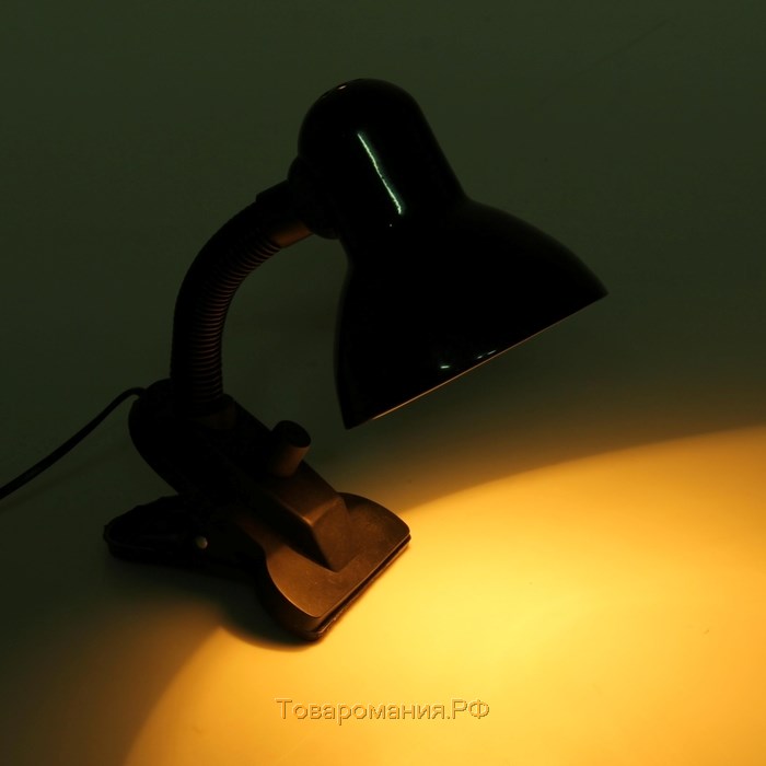 Лампа настольная Е27, светорегулятор, на зажиме (220В) черная (108А) RISALUX