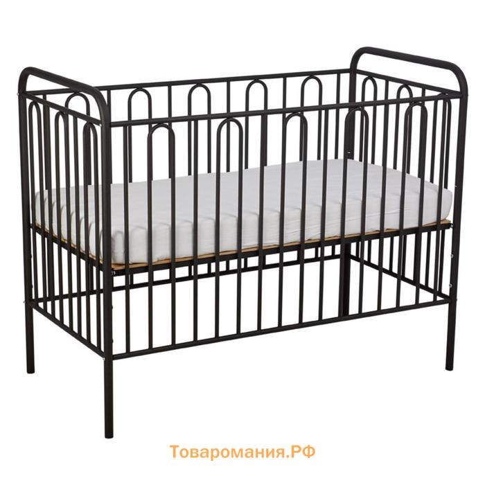 Кроватка детская Polini kids Vintage 110 металлическая, цвет черный матовый