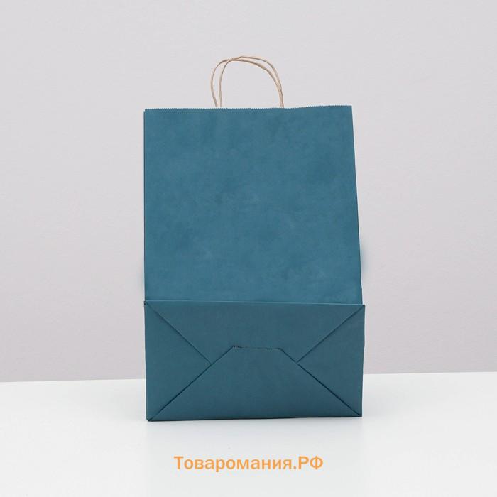 Пакет крафт васильковый, 22×12×32 см