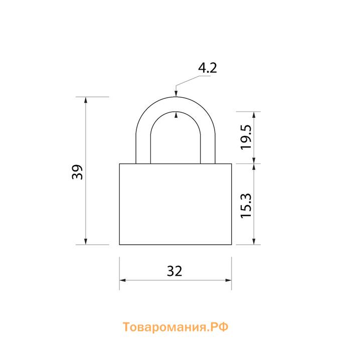 Замок навесной, тип 1, 33х40 мм, 2 ключа