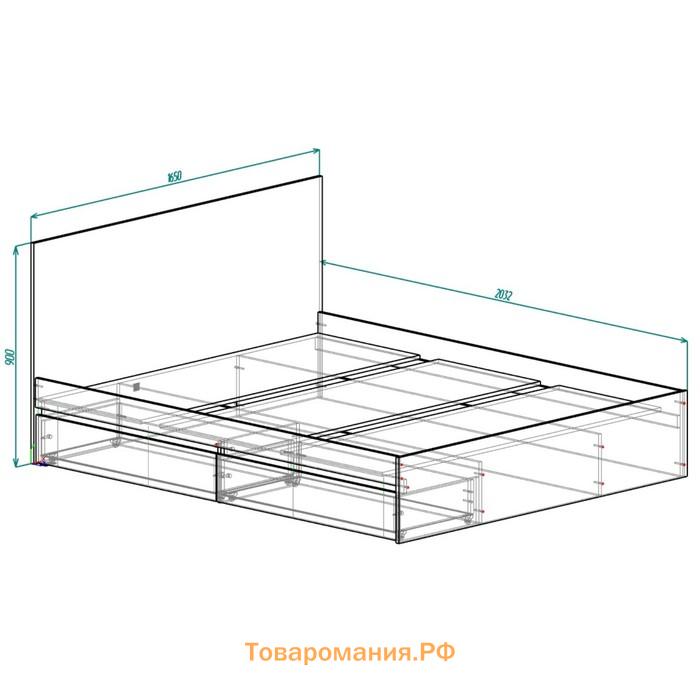 Кровать 1600 с ящиками и основанием Мадера, с/м 1600х2000, Белый