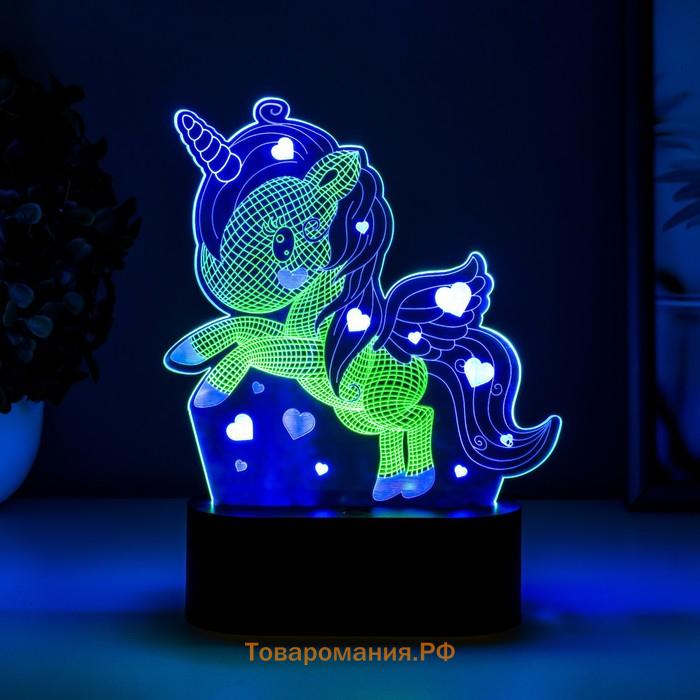 Светильник сенсорный «Единорожек» LED USB (90 см) от батареек 3xАА черный 14×5.5×18.5 см RISALUX 765