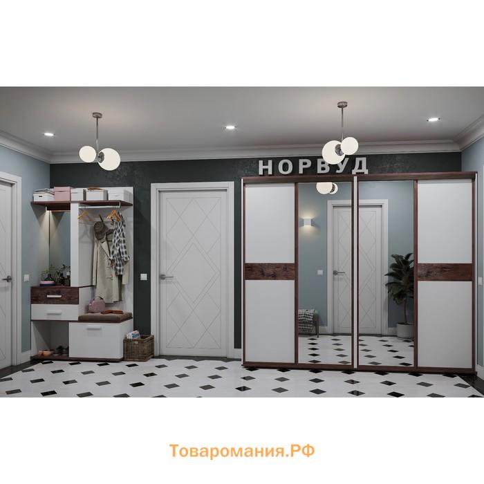 Вешалка «Норвуд 74», 560 × 400 × 2125 мм, цвет белый / орех шоколадный