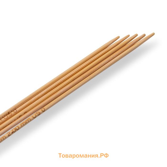Спицы чулочные, бамбуковые, 2,0 мм/15см, 5 шт