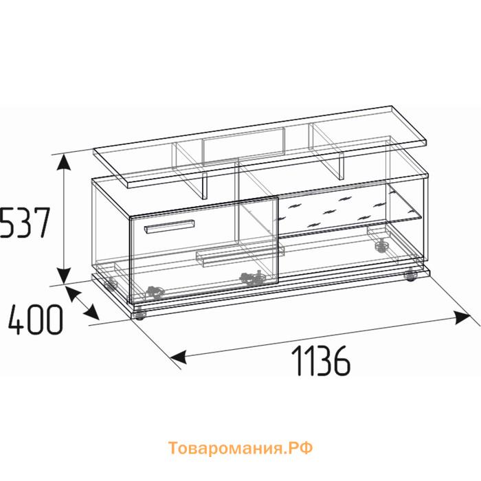 Тумба ТВ малая Nature 333, 1136 × 400 × 537 мм, цвет дуб табачный сraft / чёрный